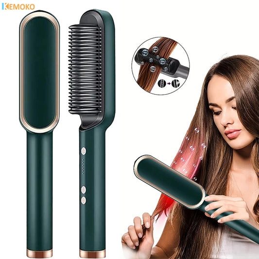 3-in-1 Straightening Comb Heated Hair Brush,Hair Straightener Brush